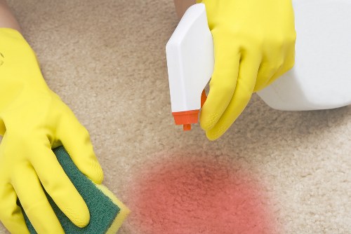 Secure carpet cleaning payment on a laptop with protected checkout